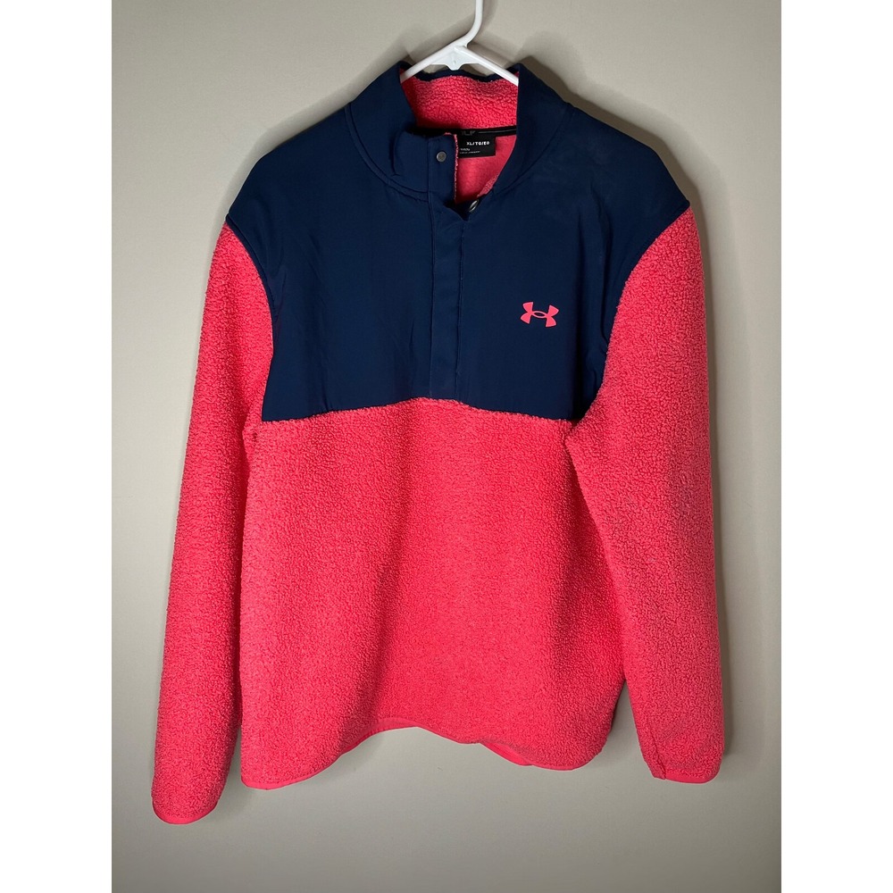 Under Armour Golf Women's Sweater Fleece Pullover  Pink/Navy Size XL